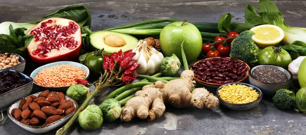 健康食品清洁饮食选择 超级食品 素菜或素菜 — 图库照片