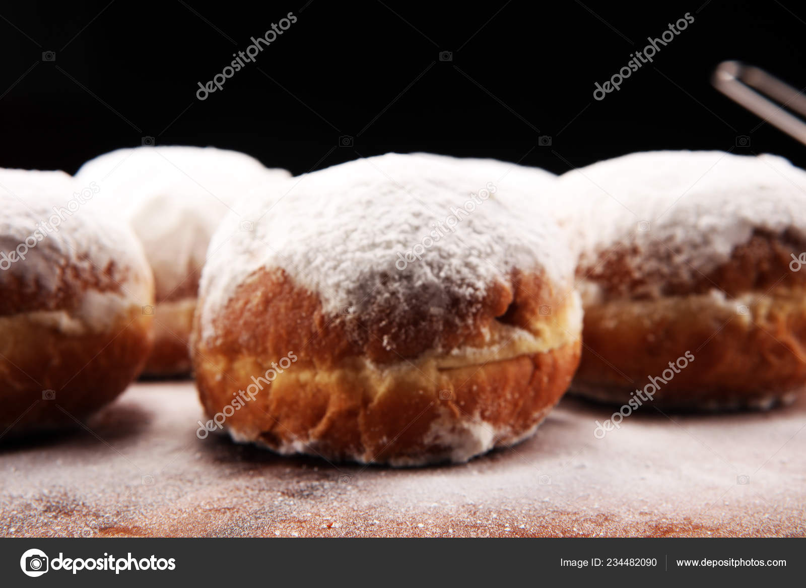 German Donuts Jam Icing Sugar Carnival Powdered Sugar Raised Donuts Stock Photo by ©beats1 234482090