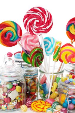 jöle ve şeker ile şekerler. renkli dizi farklı childs tatlılar ve cam kavanoz davranır