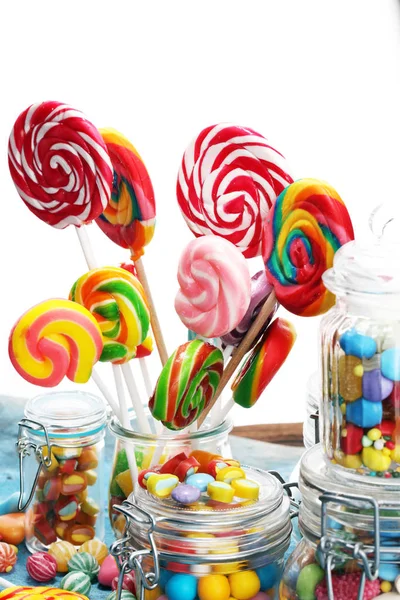 Candies Jelly Sugar Colorful Array Different Childs Sweets Treats Glass — Stock Photo, Image