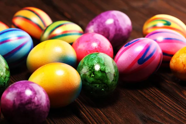 Row Easter Eggs Table Colorful Easter Decoration — Stock Photo, Image