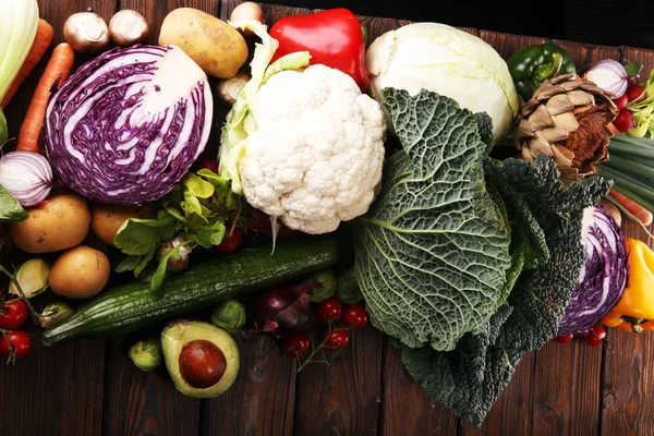 Composição Com Variedade Vegetais Orgânicos Crus Frutas Dieta Equilibrada — Fotografia de Stock