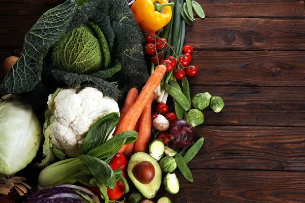 Composición Con Variedad Verduras Frutas Orgánicas Crudas Dieta Equilibrada — Foto de Stock