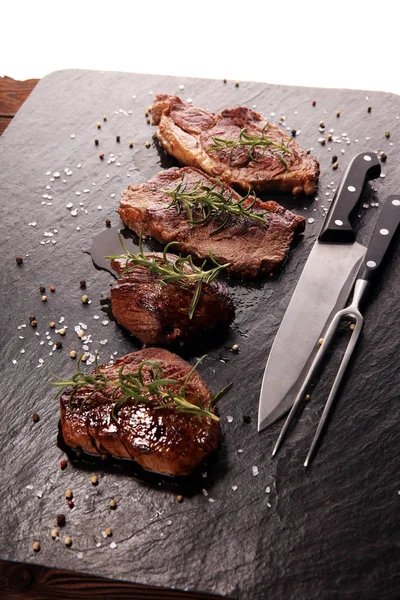 Barbecue Rib Eye Steak Black Angus Prime Kött Biffar Machete — Stockfoto