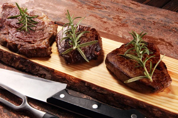 Barbacoa Rib Eye Steak Black Angus Prime Meat Steaks Machete — Foto de Stock