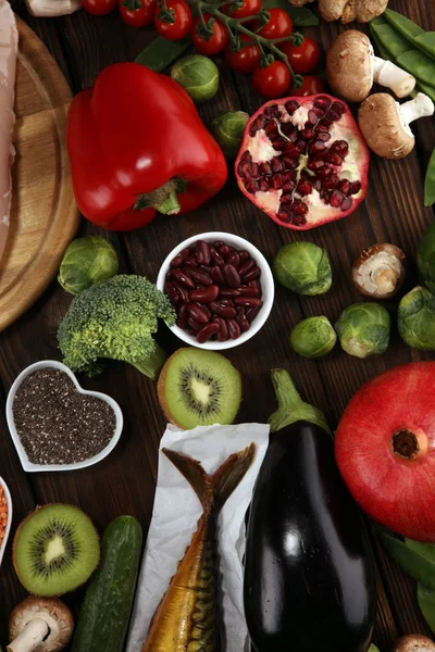 Sağlıklı Gıda Seçimi Yeme Temiz Meyve Sebze Tohum Superfood Tahıllar — Stok fotoğraf