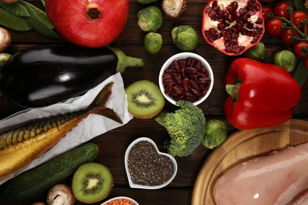 Здоровое Питание Чистый Выбор Еды Фрукты Овощи Семена Суперпродукты Крупы — стоковое фото