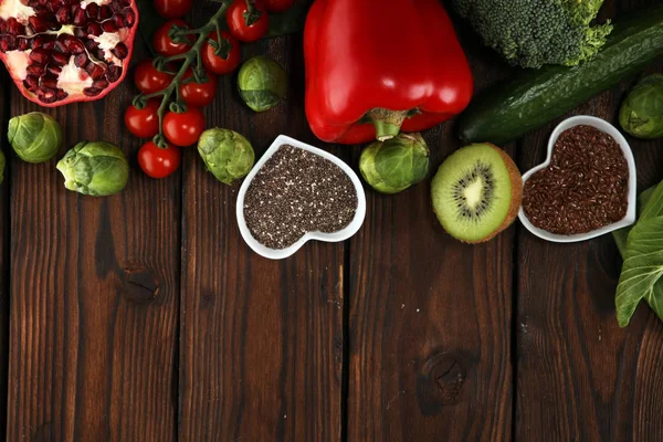 Auswahl Gesunder Lebensmittel Saubere Ernährung Obst Gemüse Saatgut Superfood Getreide — Stockfoto