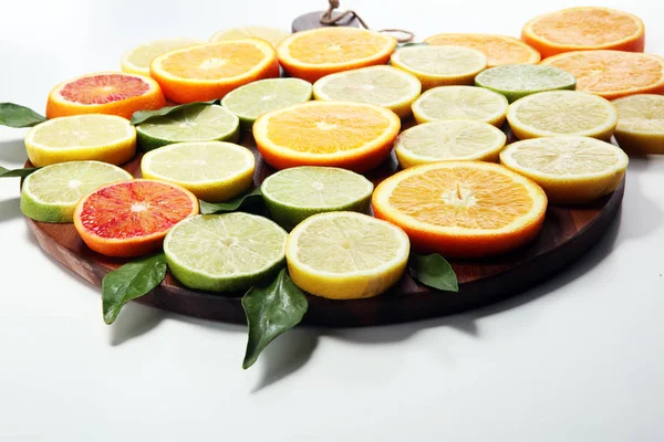 Citrus Fruits Orange Lemon Grapefruit Lime White Background — Stock Photo, Image
