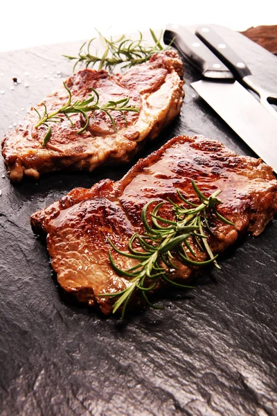 Grill Rib Eye Steak Fekete Angus Prime Hús Steak Machete — Stock Fotó