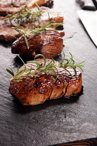 Rib Eye Steak Μπάρμπεκιου Black Angus Πρωθυπουργός Κρέας Μπριζόλες Μαχαίρα — Φωτογραφία Αρχείου