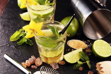 Limon meyve kireç Caipirinha Brezilya'nın masada