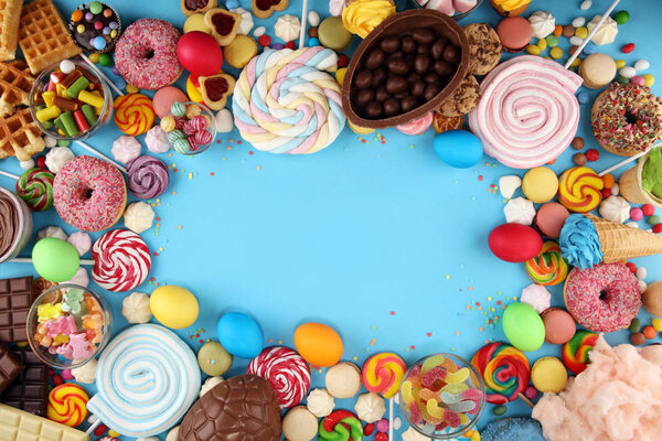 easter candies with jelly and sugar. colorful array of different