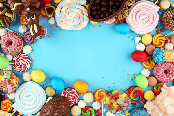 easter candies with jelly and sugar. colorful array of different