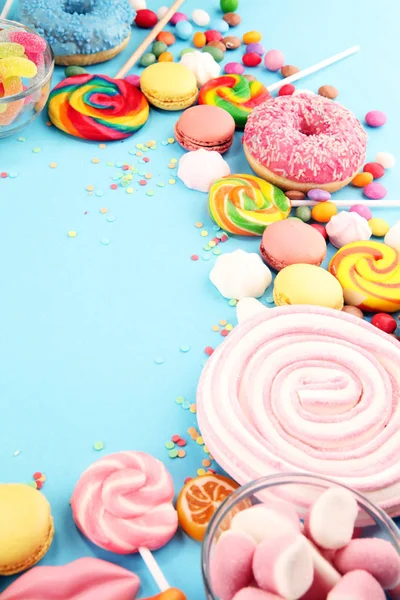 Candies with jelly and sugar. colorful array of different childs — Stock Photo, Image