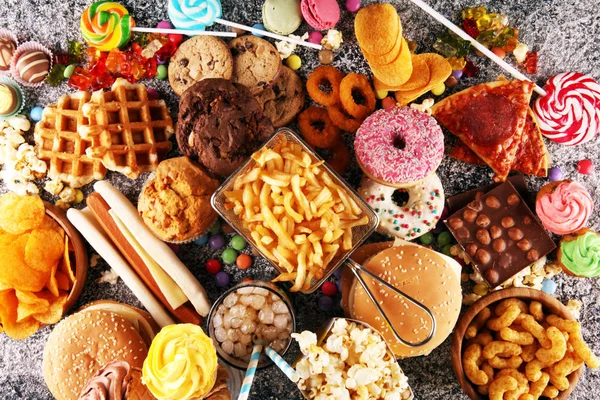 Unhealthy products. food bad for figure, skin, heart and teeth. | Stock Images Page | Everypixel