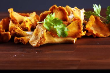 Çiğ mantar mantarı. Yaban mantarlı kompozisyon