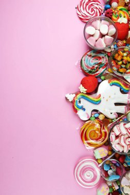 jöle ve şeker ile şekerler. renkli farklı childs dizi