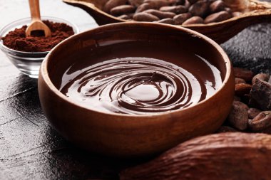 Eriyen çikolata, eritilmiş çikolata ve sta ile çikolata girdap