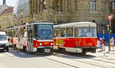 Prague, Çek Cumhuriyeti - 10 Haziran: tramvay 10 Haziran 2013 tarihinde
