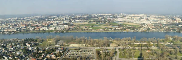 panorama view on Danube river and buildings in Bratislava, Slovakia