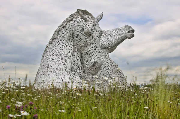 Falkirk United Kingdom June 2015 Kelpies Sculptures Cloudy Sky — Stock Photo, Image