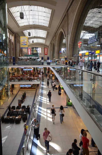 Leipzig Duitsland Juni Het Interieur Van Het Centraal Station Van — Stockfoto