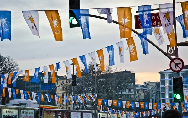 Istanbul March Election Bunting March 2014 Istanbul Turkey — Stock Photo, Image