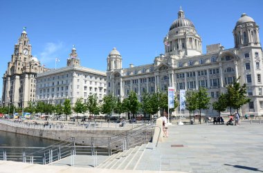 Liverpool, İngiltere - 23 Haziran 2014: Royal Liver Building, Liverpool, Merseyside, İngiltere