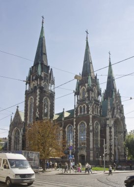 Lviv, Ukrayna - 16 Eylül 2014: Saints Kilisesi Olga ve Elizabeth Lviv