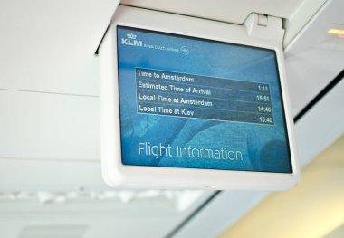 Lodz, Polonya - 27 Eylül: monitör Klm Boeing 737 uçağı 27 Eylül 2014 tarihinde gemide