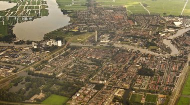 Amsterdam, Hollanda - 27 Eylül: havadan görünümü Westpoort'un üzerinde 27 Eylül 2014