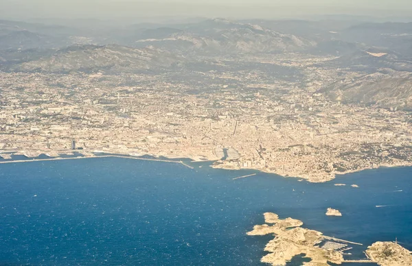 aerial view of Marseille city and seashore