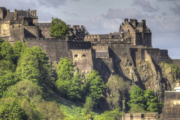 Vue Aérienne Château Édimbourg Par Temps Nuageux — Photo