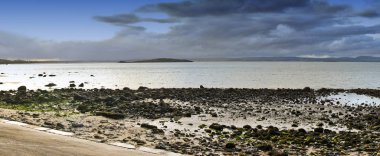 Cramond Island, Fife ve Forth Haliç Silverknowes, Edinburgh, İskoçya gelen panoramik manzaralı