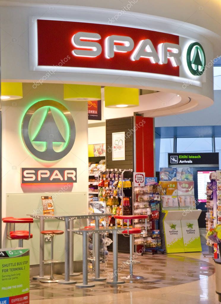 DUBLIN, IRELAND - MAY 25: SPAR store entrance with symbol on May 25, 2013