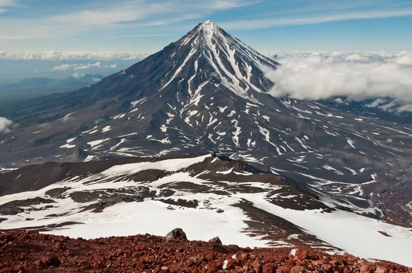 Vista Del Volcán Koryaksky Desde Ladera Avachinsky Koryakskaya Sopka Eleva —  Fotos de Stock