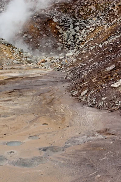 Aktywne Fumarole Wulkan Dzenzur Wrzącej Wody Termalne Nalychevo Nature Park — Zdjęcie stockowe