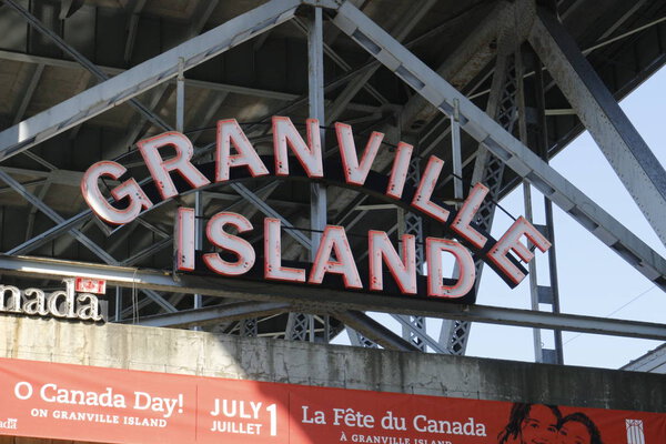 Granville Market sign. The market is a famous tourist attraction.