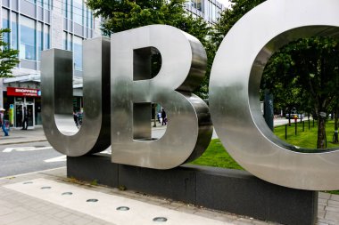 Vancouver British Columbia, June 20 2018: Editorial photo of the UBC sign that signifies that you are on the University of British Columbia campus. UBC is known for their amazing academics clipart