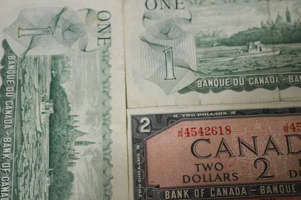 Kanada Mata Uang Bank Catatan Uang Lama Tagihan — Stok Foto