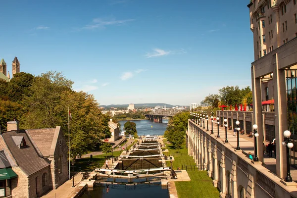 Canale Rideau Ottawa Canada Una Popolare Destinazione Turistica Foto Alta — Foto Stock