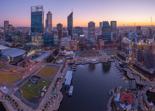 Perth Sunrise Skyline Aerial — Stock Photo, Image