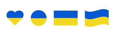 Kalp, Çember, Dikdörtgen ve Dalgalı Tasarımlar dahil Ukrayna Bayrak Simgeleri