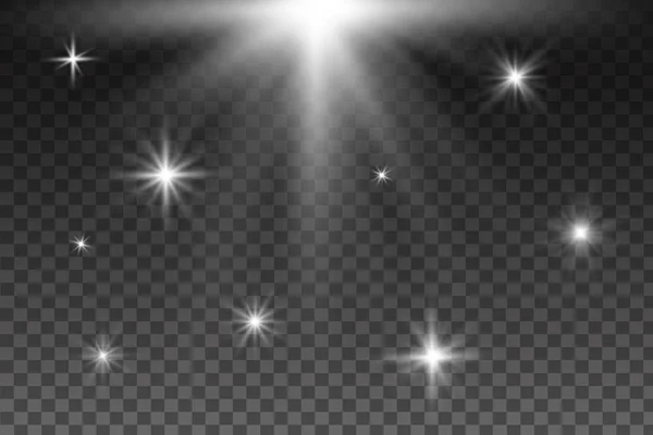 Leuchtende Lichteffekte, Fackeln, Explosion und Sterne. — Stockvektor