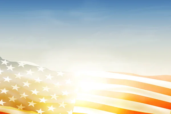 Дизайн Шаблона Фона Нарисованной Руки Звездой Национальных Цветах Американский Флаг — стоковый вектор