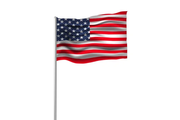 Bağımsızlık Günü'nde 4 Temmuz. Gökyüzüne karşı Amerikan bayrağı. — Stok Vektör