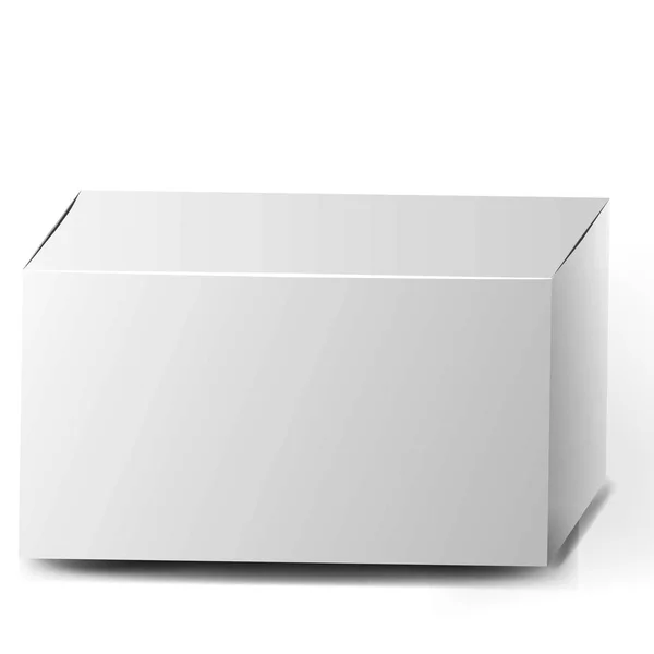흰색 사각형 종이 상자. 빈 제품 골 판지 포장 상자 절연. — 스톡 벡터