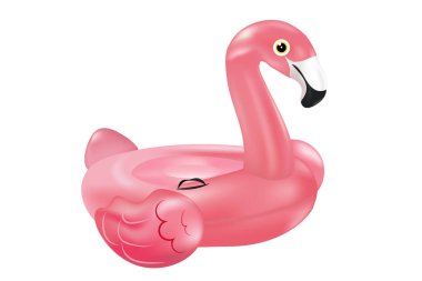 Beyaz arka plan üzerinde izole gerçekçi kayan 3d flamingo