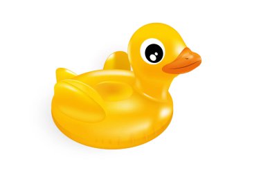 Sarı plastik ördek yüzme çemberi.